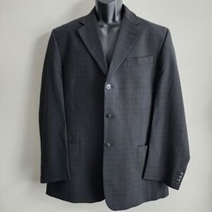 Next Mens Blazer Suit Jacket 44R Gray Plaid Wool Blend Portugal Grad Career Work